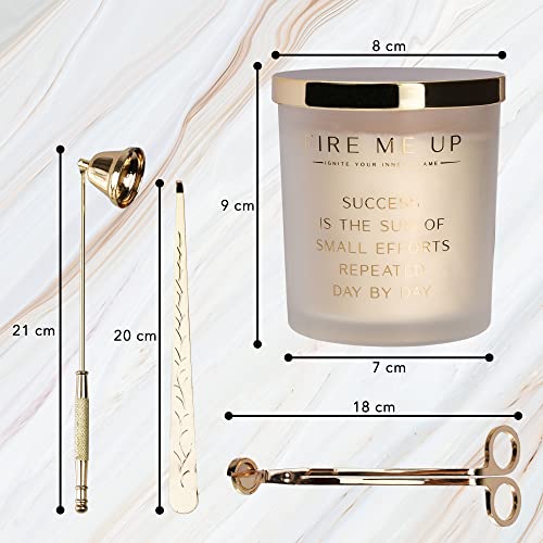 Fire Me Up Apple 8 Oz Soy Candle With Metal Wick Trimmer, Snuffer, Wick Dipper Gift Set, Motivational Soy Candle, Cotton Wicked Candles With Reusable Glass Jar For Birthday Graduation Gift #TOP1