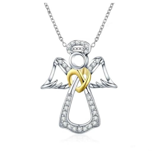 VIVIIHOO 1 Collier Ange Gardien Argent Sterling 925 | Perles de baptême Fille | Collier Pendentif Ange Gardien pour Femmes Enfants | Collier Ange Coeur Bijoux Cadeaux