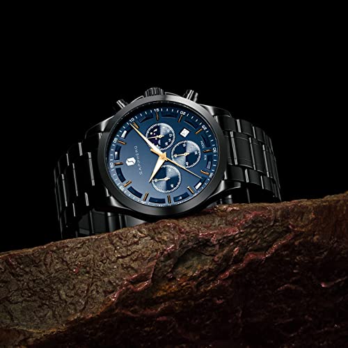 Image of Men's Watches 10 Bar Waterproof - Slim Fashion Wrist Watch for Men with Sliver /Black Stainless Steel /Leather Band Chronograph Wristwatches