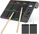 Schlagzeug Elektronisch, Schlagzeug Kinder Tragbares 9-Pad Digitales E Drum Set BT MIDI Verschiedene...