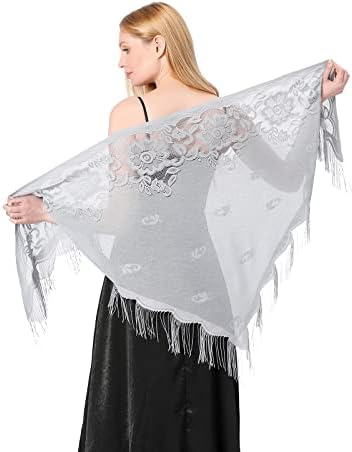 Chales Y Envolturas Para Vestidos De Noche, Bufandas De Encaje Para Mujer, Pashmina Boda Formal Chal, Azul Marino (Navy1), L