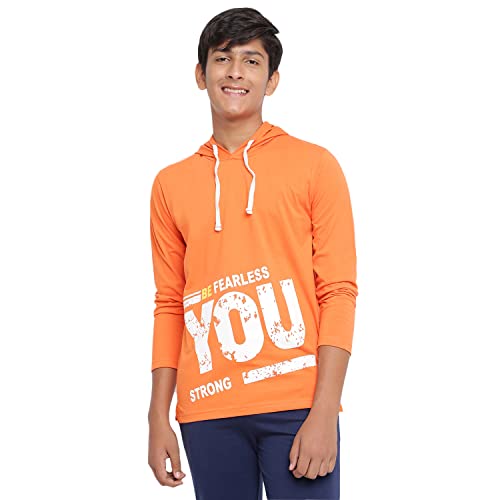 Image of Li'l Tomatoes Boys Regular Fit Printed Hooded Cotton Tshirt Navy