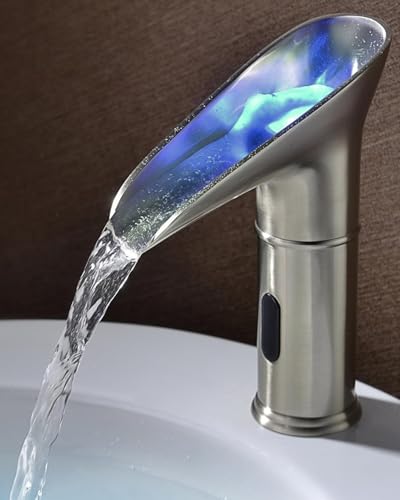 Waschtischarmatur mit Sensor und LED Wasserfall für Badezimmer