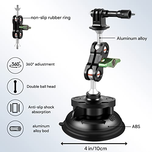 REYGEAK Aluminum Alloy Car Suction Cup Camera Mount,with Phone Holder with 1/4 Thread,Windshield Vehicle Attach for GoPro Hero13/12/11/10/9 Black DJI Pocket 3/Action 5/4,Insta360 X4/X3 Accessories by REYGEAK - Used condition - Image 3