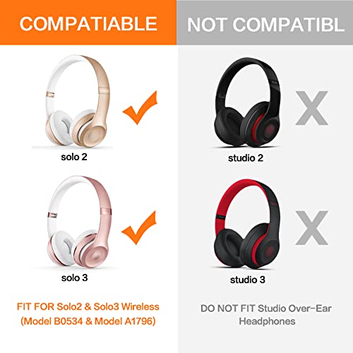 Replacement Ear Pads for Beats Solo 3, Ear Cushions for Beats Solo 2 & Solo 3 Wireless/Wired Headphones, Not Fit Beats Studio On-Ear Headphone with Stronger Adhesive, Thicker Memory Foam(White) by G GVOEARS - Image 2