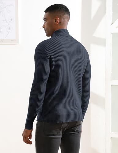 Men's Quarter Zip Up Sweater Cable Knit Long Sleeve Twist Patterned Textured Half Zip 1/4 Pullover Sweaters Fall4