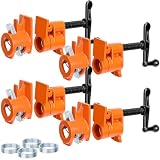 ElaraBerry 4 Pack 3/4' Pipe Clamp Set for Woodworking, Heavy Duty Malleable Iron Wood Gluing Clamps with...