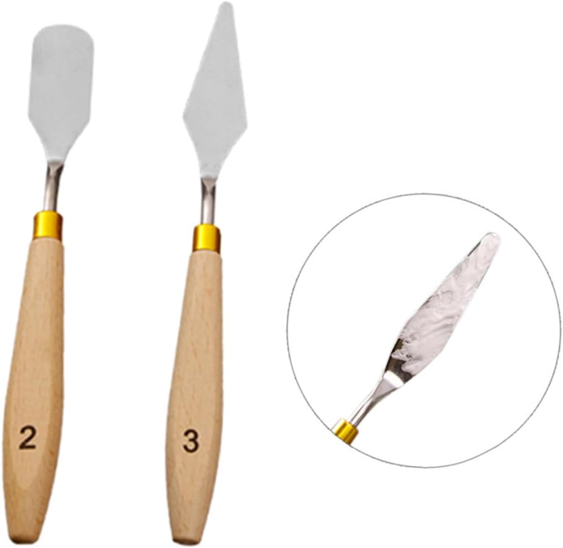 DOITOOL 5pcs Painting Tools Stainless Steel Palette Knives Spatulas for Oil Acrylics Art Supplies for Artists