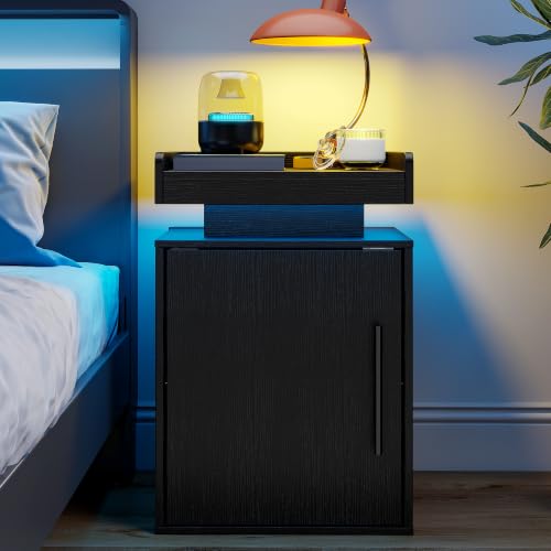 Baoz Black LED Nightstand
