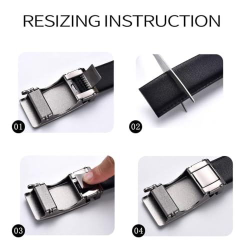 Image of Dubulle Designer Men's Belts, Ratchet Leather Sliding Buckle Dress Belt