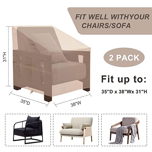 Slan Arrow Patio Chair Covers 2 Pack, Outdoor Lawn Furniture Covers, Waterproof Lounge Deep Seat Covers, 600D Heavy Duty Outdoor Chair Covers (35" W X 38" D X 31" H) #TOP5