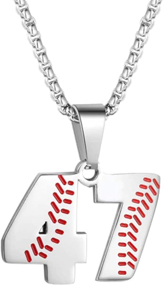 TLIWWF Inspiration Baseball Jersey Number Necklace Stainless Steel Charms Number Pendant for Boys Men