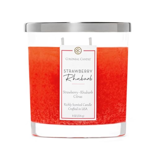 Colonial Candle Strawberry Rhubarb Scented Candle Jar, Highly Fragranced Candles