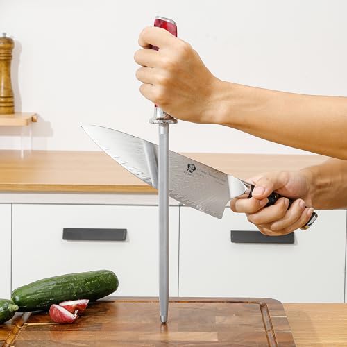 WILDMOK Professional Honing Rod 9" - Chrome Coated High Carbon German Stainless Steel Knife Sharpener Honing Steel - Knife Sharpening Rod Designed to Last a Lifetime by WILDMOK - Used condition - Image 4