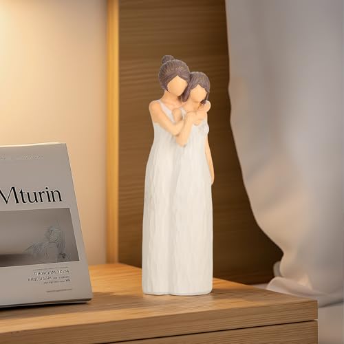 LCCCK Mother Daughter Figurines Give Mom Gifts, Mother Daughter Hugging Figurines Bride Gifts, Meaningful Sentimental Gift for Mom, Mother's Day Grandma Birthday Gift Sculpted Hand-Painted Statue - Thumbnail 4