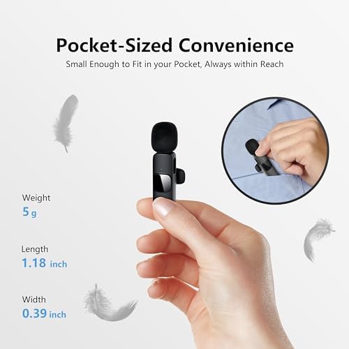 Qhot Mikrofony bezprzewodowe do iPhone'a, iPada, [Lightning], klips na klapę, mikrofon Bluetooth, do nagrywania wideo, komputera, laptopa, transmisji na żywo (iOS i USB-C/2 mikrofon)
