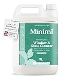 Miniml Limpiador de ventanas y vidrios de 5 litros, aroma a menta, acabado sin rayas, libre de crueldad, vegano, natural y a base de plantas, fórmula de limpieza no tóxica, compra a granel