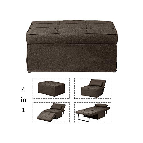 Ainfox Ottoman Sofa Bed, 4 in 1 Multi-Use Folding Guest Bed Full Padded Lounge Couch Bed Convertible Single Sofa Chair (Dark Brown) - Thumbnail 2