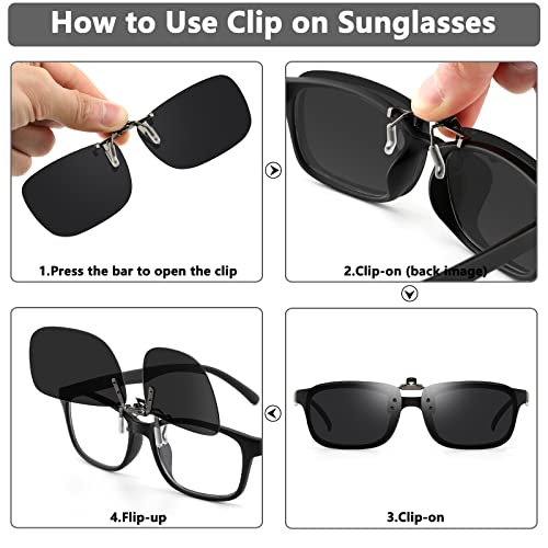 Image of CAXMAN Polarized Clip On Sunglasses Over Prescription Glasses for Men Women UV Protection