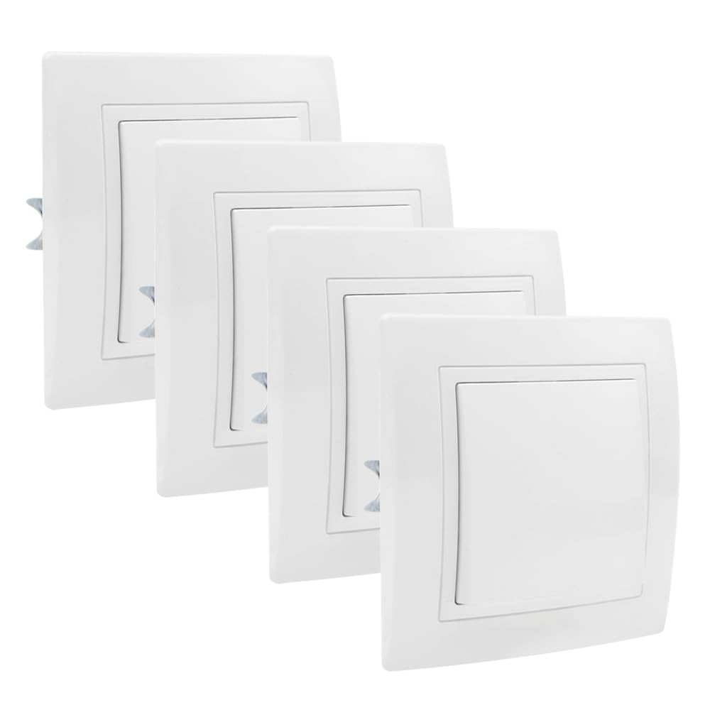 4 Unidades de Interruptores de Encendido/Apagado Empotrados, Todo en uno Interruptor Estándar Europeo Blanco 250V 10A