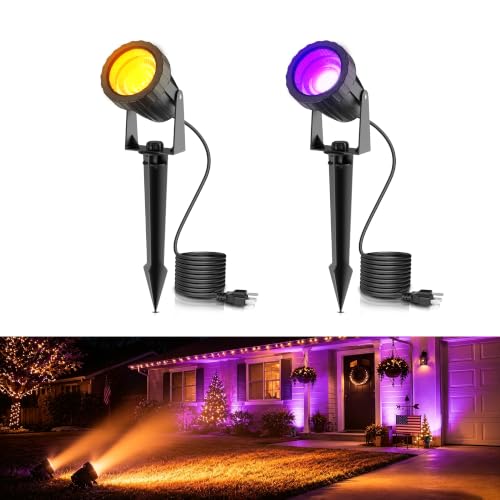 Image of L LOHAS LED Halloween Spotlights Outdoor Orange and Purple Dusk to Dawn 12W