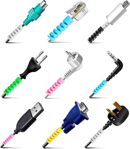 Spiral Charger Cable Protector Data Cable Saver Charging Cord Protective Cable Cover Headphone MacBook Laptop Earphone Cell Phone Set of 3 (Cable Protector (12 Units))