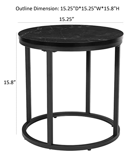 Ball & Cast Side End Table, 15.25" Dia, Black #TOP2