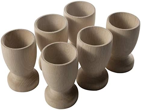WooDeeDoo Set (12) Wooden Egg Cups | Medium 50 x 45 mm | Plain Beechwood | Eco-Friendly Kitchen Tabletop Food Treasure Toys Kids Crafts Early Years Learning Natural Wood Breakfast Egg Stands Holder