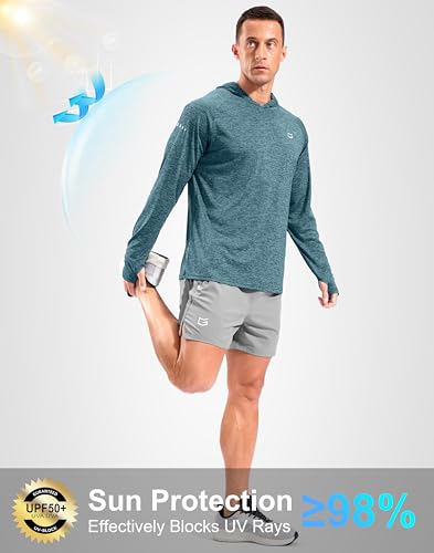 Image of Men's Sun Protection Hoodie Shirts Long Sleeve UPF 50+ Swim Shirts for Men Rash Guard Fishing Shirt Quick Dry