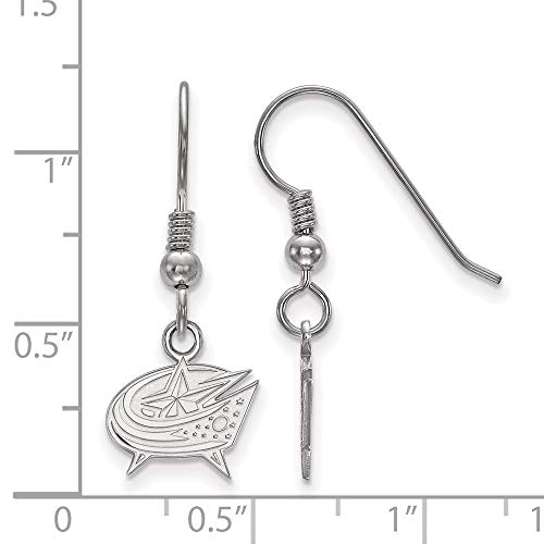 Logoart-Sterling-Silver-Columbus-Blue-Jackets-Extra-Small-Dangle-Earrings-Wire