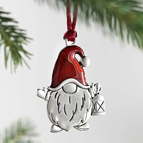2023 Solid Pewter Christmas Tree Ornament DIY Craft Hanging Decoration for Home Party Decorations (Santa GNOME)