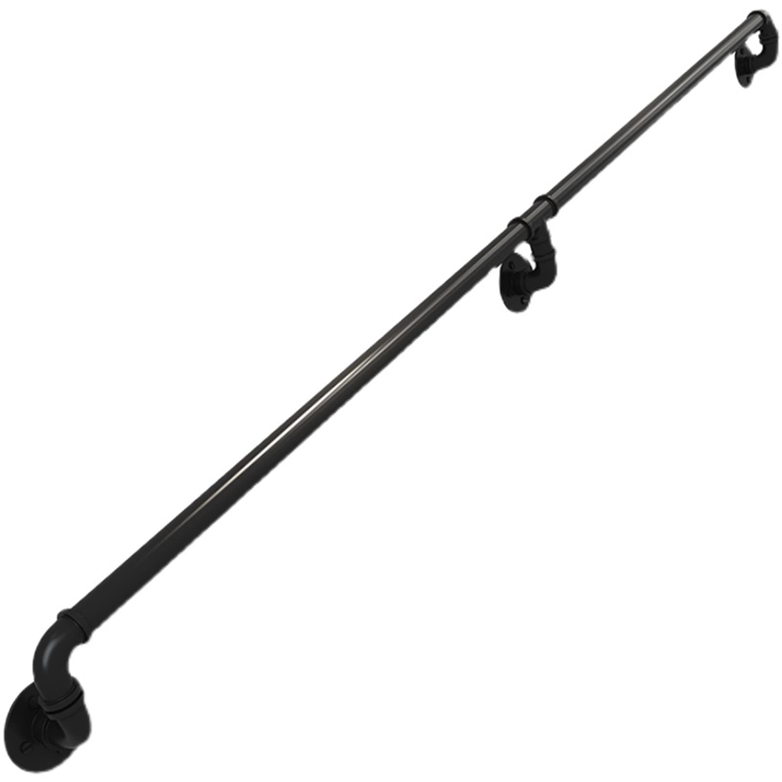 Staircase Handrails , Handrails for Indoor Stairs Galvanized Iron Pipe Stair Railing Non-Slip Wall Mount Hand Rail for Outdoor Indoor Stairs Porch Deck (1FT-20FT) ( Color : Black , Size : 520cm(17ft)