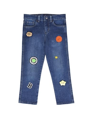Image of KiddoPanti Boys Regular Fit Denim Pant | Stretch Poly Cotton Denim | Regular Fit Full Length Pant | Back Elasticated & Button with Zip Open Fly