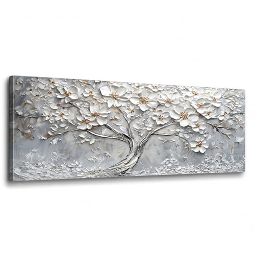Lupia - Quadro moderno Canvas World TREE FLOWERS WHITE 52x122