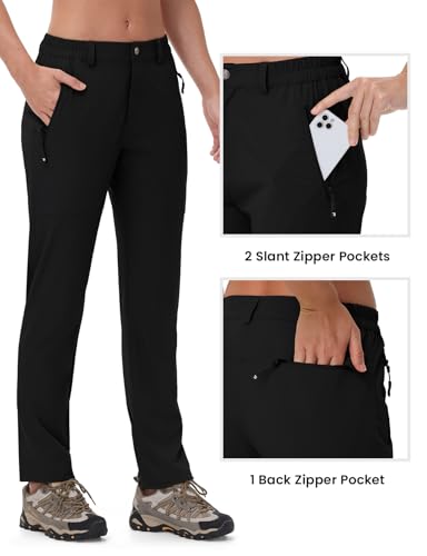 Rdruko Women's Hiking Pants Lightweight Quick Dry Water Resistant Outdoor Travel Work Pants,Black, XXL — view 5