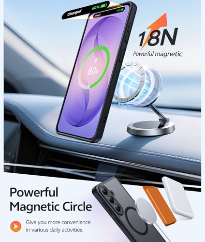 Image of FNTCASE for Samsung Galaxy S26+ Plus Case: [Fit for Magsafe] [Full Camera Protection + Screen Protector] Translucent Matte Military Grade - Shockproof Protective Phone Cover for S26 Plus - Black