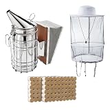 HunterBee Imkerei-Werkzeug-Set,Bienenstock-Räucher,Imker-Zubehör für Imkereibedarf,Bienenzuchtwerkzeug Starterset,Smoker Bienen,imkerhut mit Schleier