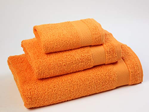 Flor de Algodón Juego de Toallas Ducha Porto, Naranja, 450 gr/m2