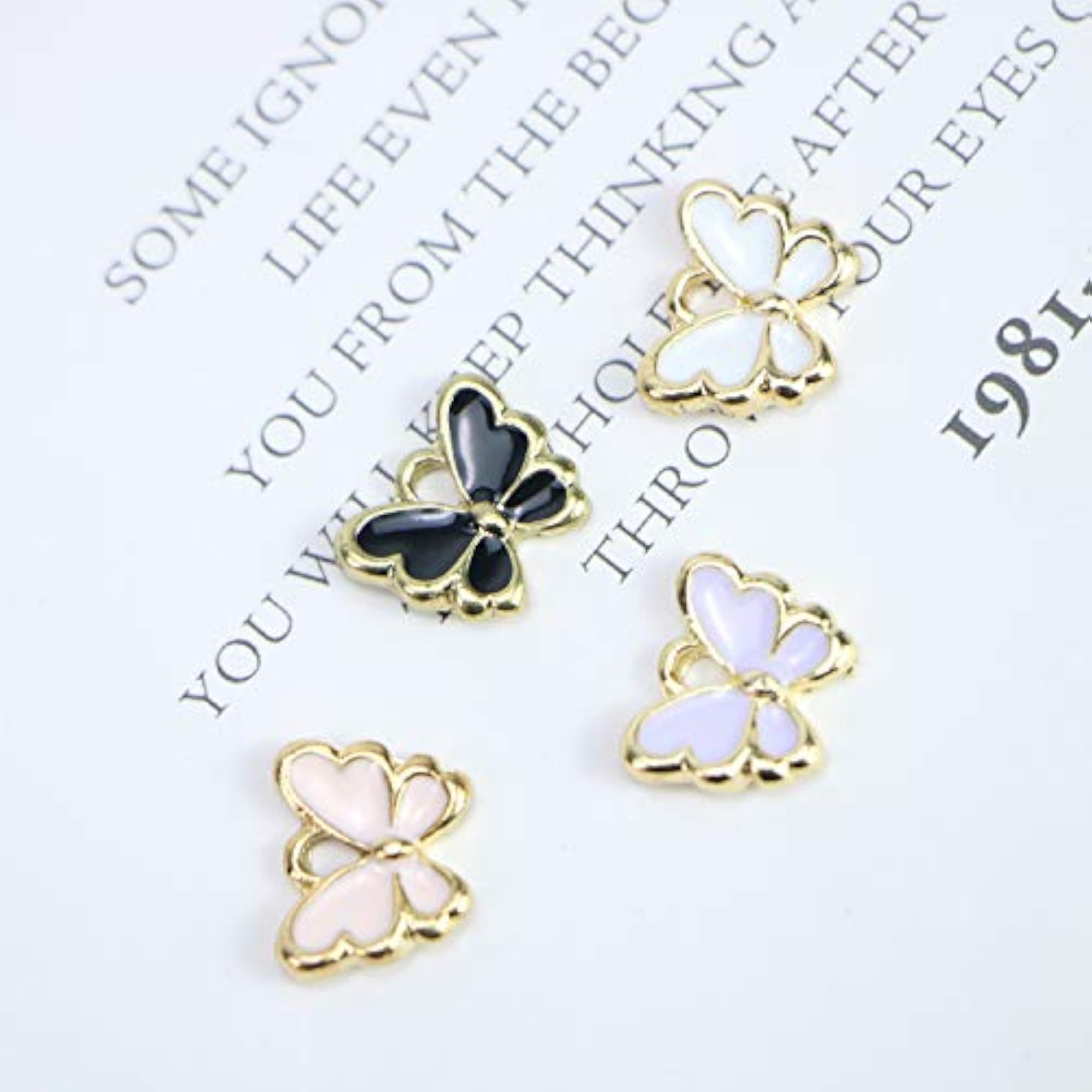 40 Pcs Enamel Butterfly Charms for Jewelry Making