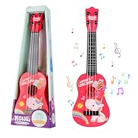 JurciCat 42cm Kindergitarre Mit 4 verstellbaren Saiten Ukulele Gitarre Spielzeug für Kleinkinder Anfänger Jungen Mädchen