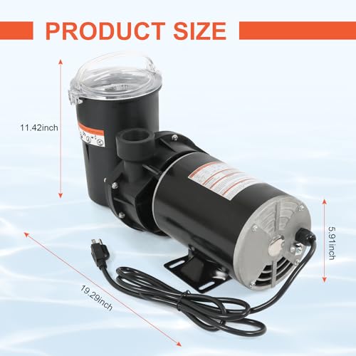 Pool Pumps Above Ground 1.0 motor HP W3SP1580 Power Flo LX Single Speed Swimming Pools Pump 115V,11.2A,60HZ,3450RPM for In-Ground Pool and Spa by CARMOCAR - Image 6