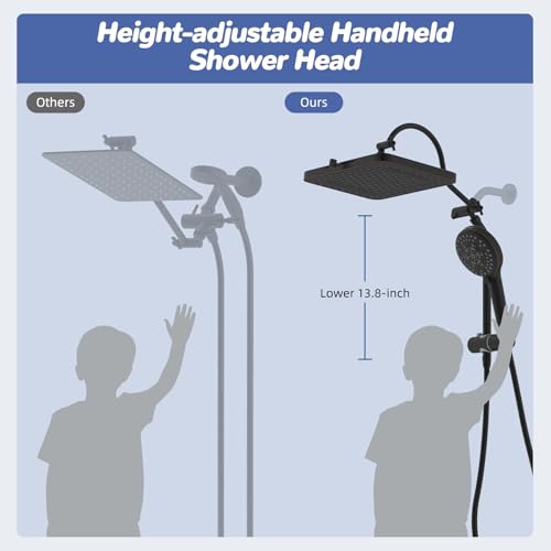 Hibbent Upgraded cUPC Certified 13'' Shower Head Combo, High Pressure 5 Spray Rainfall Showerhead with 10 Sprays Handheld, All Metal 3-way Diverter Shower Arm, 71'' Hose and Holder, Oil-Rubbed Bronze by Hibbent - Used condition - Image 6