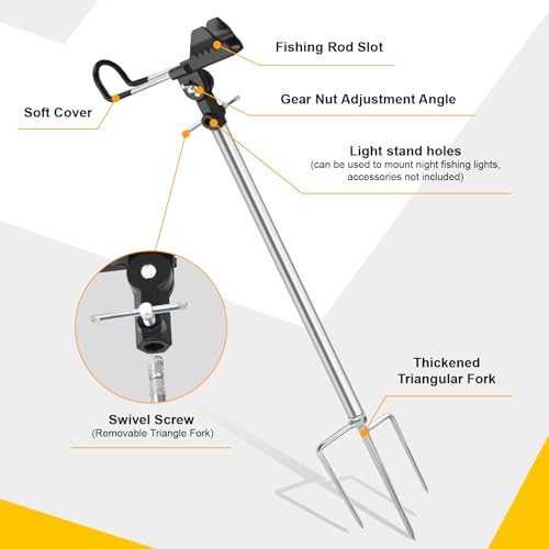 Adfitjo Fishing Rod Holders, Fishing Pole Holders for Ground, Multifunctional Stainless Steel Beach Fishing Rod Holder Fishing Gifts for Men(2 Pack ) (Black) by Adfitjo - Used condition - Image 2