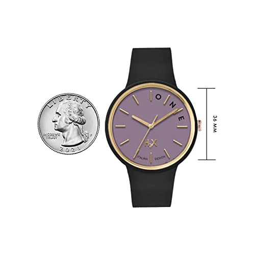H2X Womens Wristwatch | Water Resistant Quartz Watch W/ 33Mm Two Tone Face | Mineral Glass, Stainless Steel Back, Expressive Features | Adjustable Matte Silicone Strap (Black/Purple) #TOP2