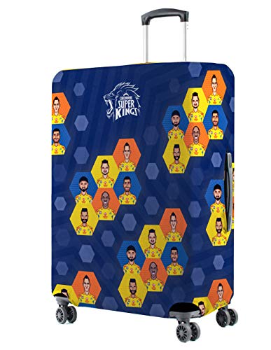 Nasher Miles x Chennai Super Kings (CSK) Polyester Multi Colored Honeycomb 75 cm (28 Inch) Large Protective Luggage Cover