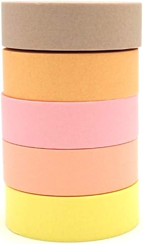 Miniatura 5 de Washi - Juego de cinta adhesiva, 5 rollos surtidos, cinta decorativa para escribir, para divertidos suministros de arte, álbumes de recortes para