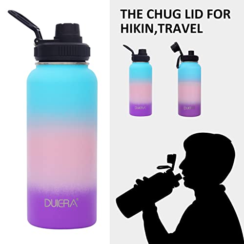 Duiera 32Oz Water Bottle Vacuum Stainless Steel Insulated Water Bottle With Straw & Spout Lids, Bpa Free Keep Beverage Hot Or Cold - Green/Pink/Purple #TOP4
