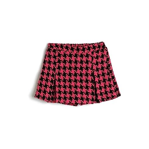 Koton Girls' Pink Tweed Mini Skort Cover