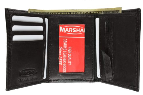 MARSHAL Ladies Black Leather Lambskin Wallet W Coin Purse 796