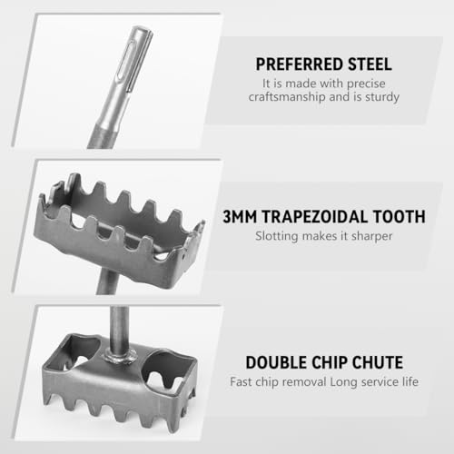 Image of Serplex Square Hole Cutter for 86-Type Electrical Box, 3 /8 inch Shank Switch Socket Hole Opener Square Hole Punch for Junction Boxes Electrician Wall Punching Tool, Steel Made